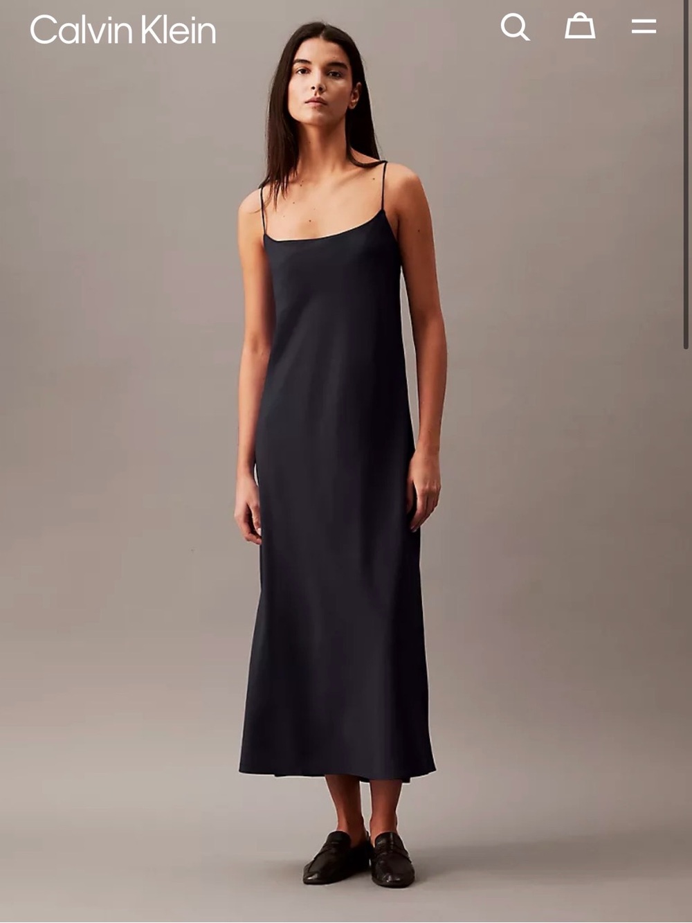Calvin Klein Black Slip Maxi Dress Satin
